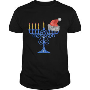 Nice Chrismukkah Hannukah Santa Hat Funny Christmas Shirt